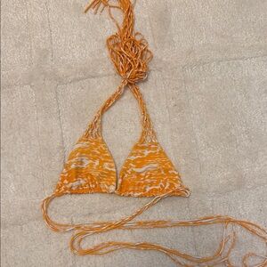 Mikoh Orange and White Triangle Bikini Top